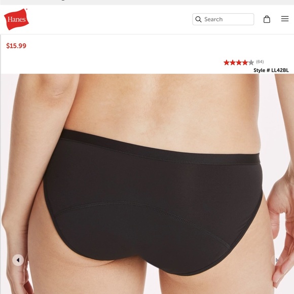 Hanes Ultimate Comfort Period. Discreet Leak Protection Bikini-3 pack - Picture 4 of 9
